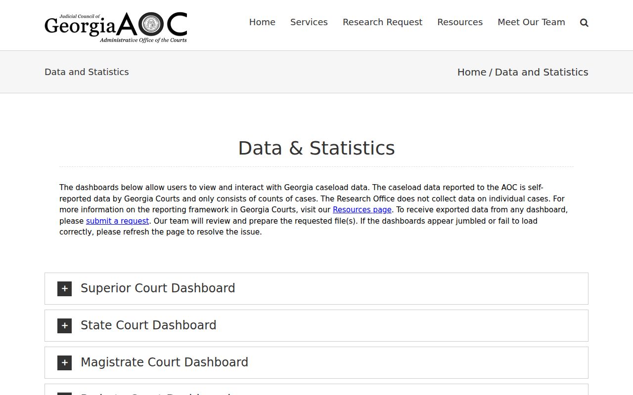 Georgia AOC statistics page used for Greene County case counts