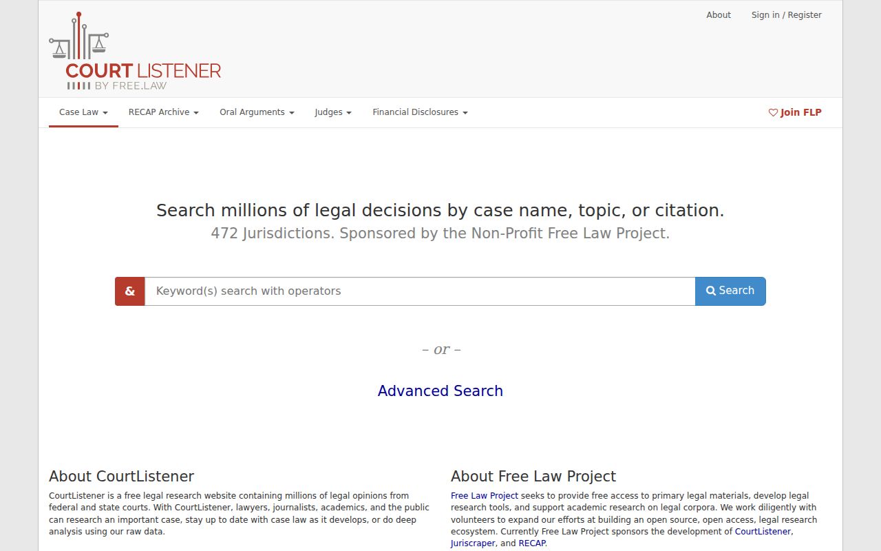 CourtListener free federal docket search for Greene County research