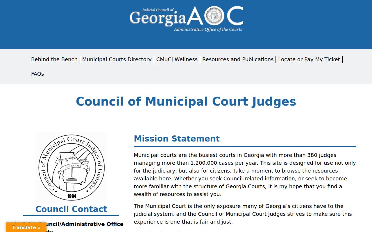 Georgia municipal court structure for the Siloam court docket